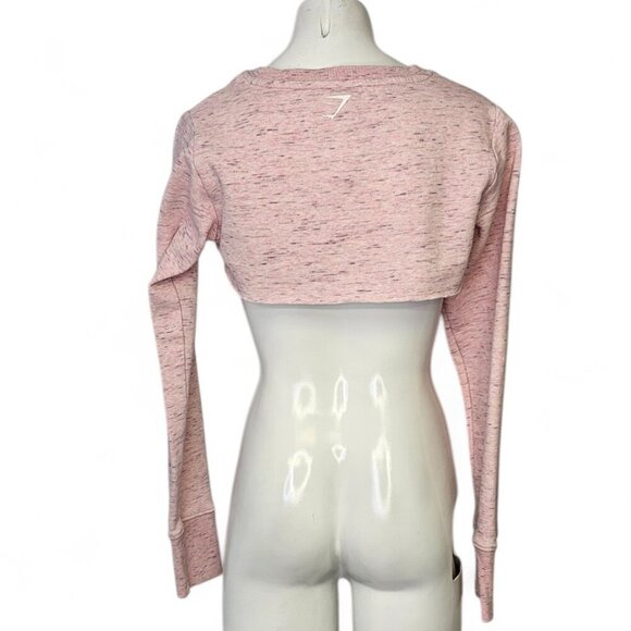 Gymshark Womens Super Cropped Pullover Sweater, Bolero, Pink, Heathered, Small - Picture 2 of 6